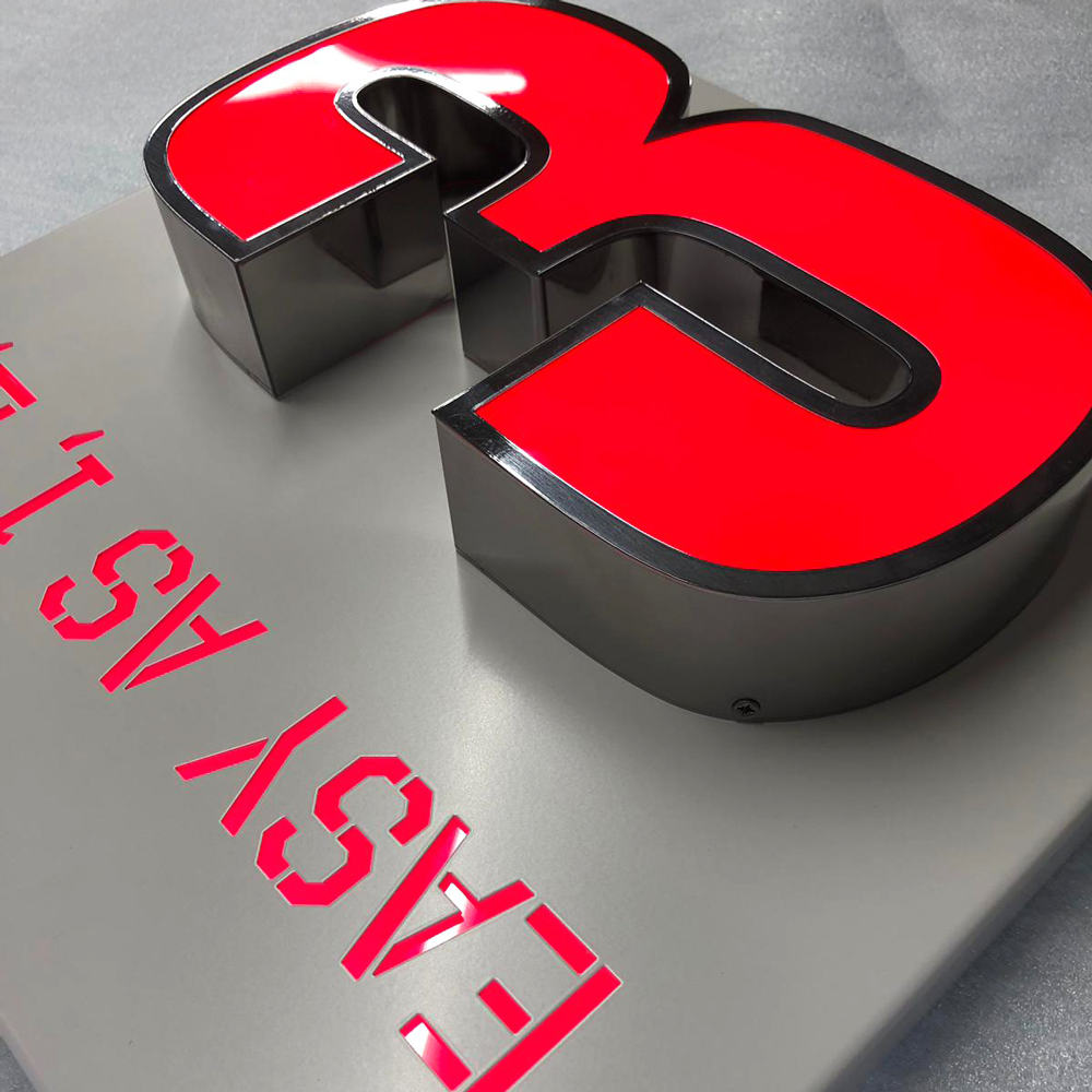 Tray Stencil Cut and Fabricated Rim Return Letter